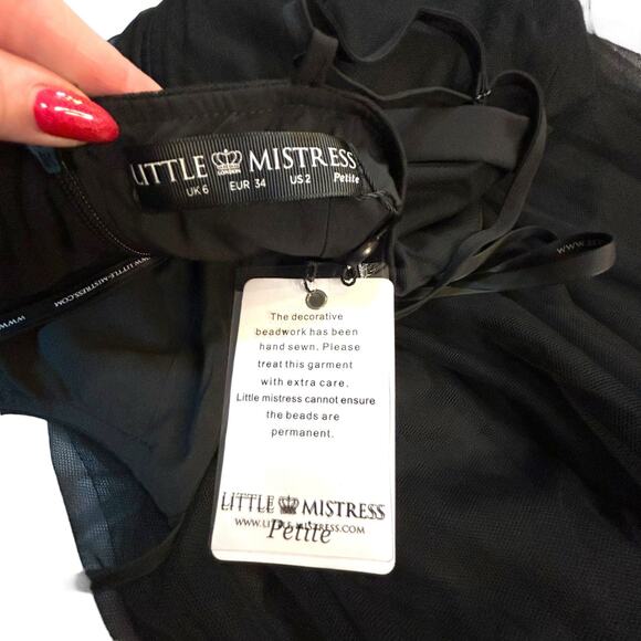 NWT - Little Mistress Petite Black Floral Dress - US Size 2 - Picture 3 of 13